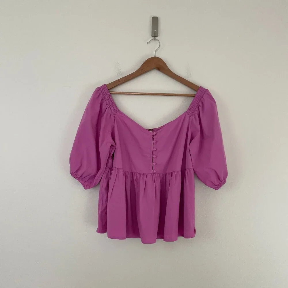 Free People Veronica Sweetheart Cotton Poplin Top in Pink Size Large